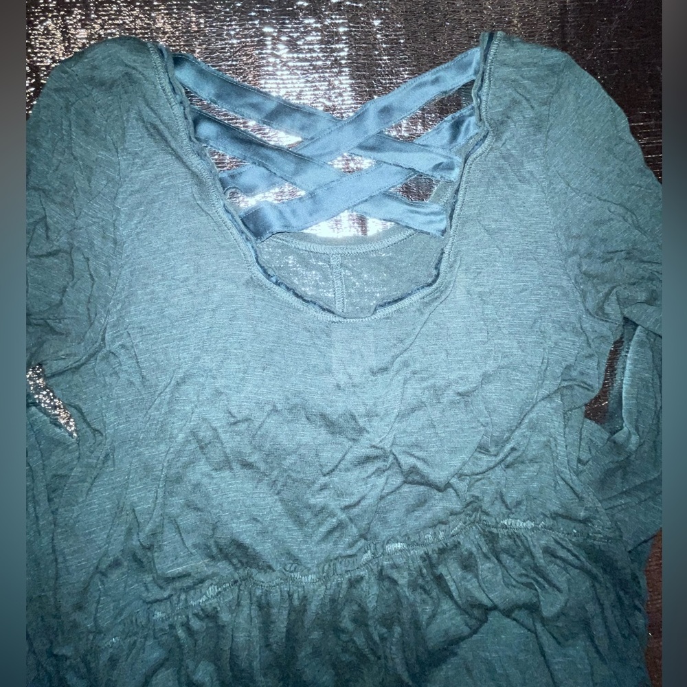 Anthropologie flowy emerald green dress